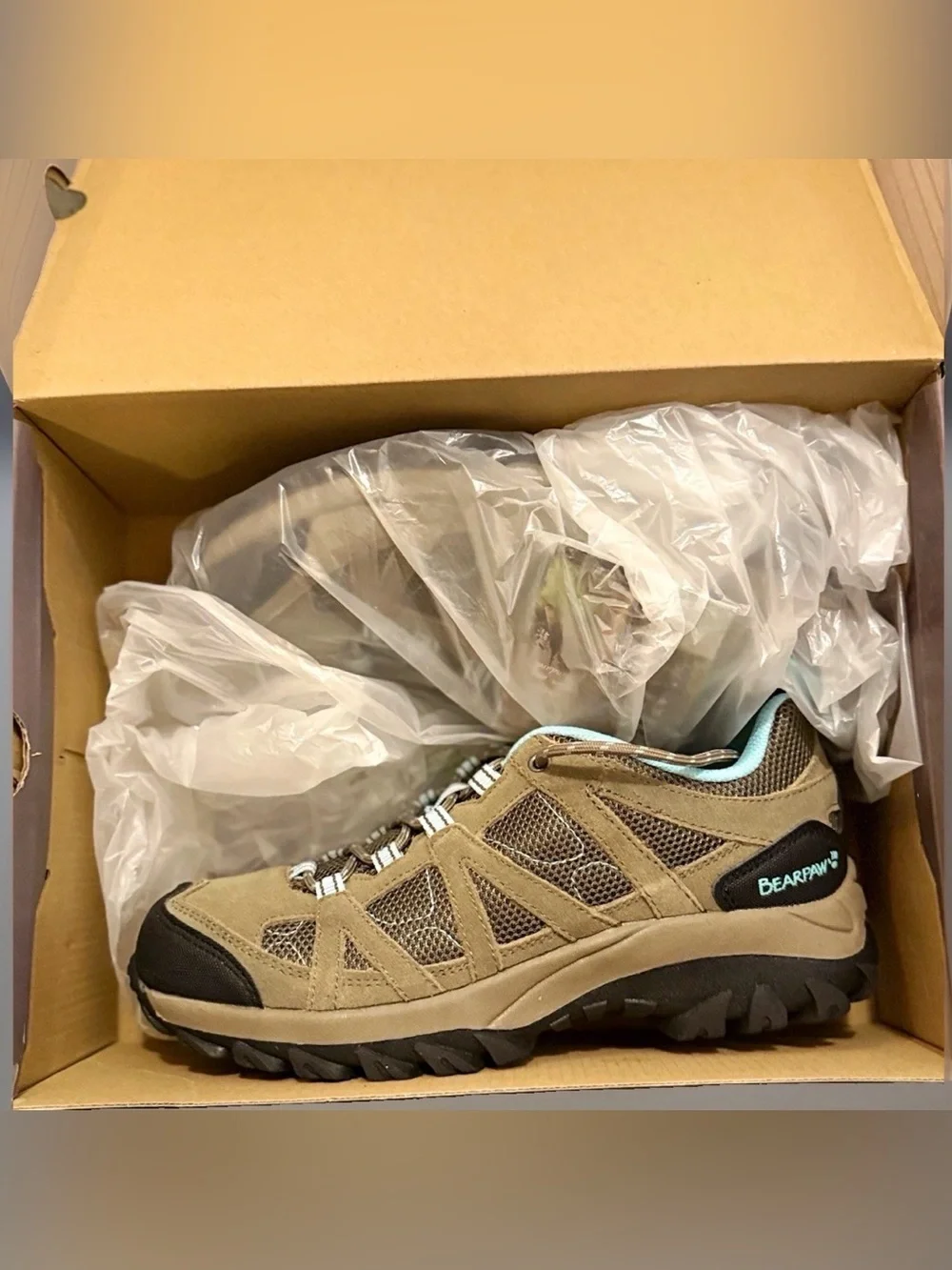 BEARPAW Olympus 2383W Women’s Hiking Shoes Taupe Aqua Suede US 8 M New w/ Box!